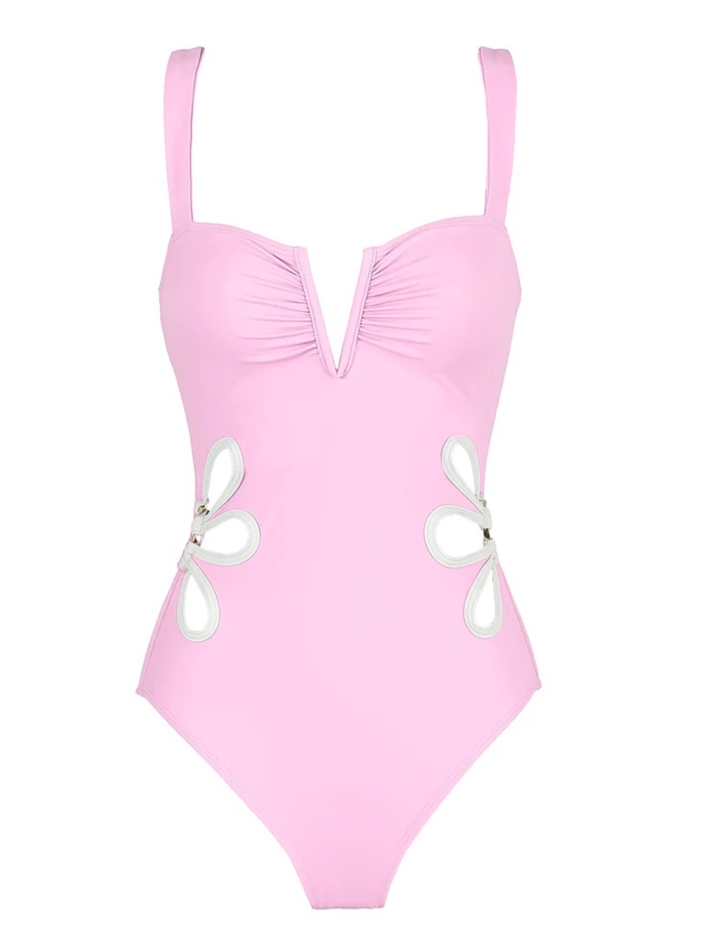 NWT Follow Suit Flora One-Piece Swimsuit In Pink & White Over The Moon Medium
